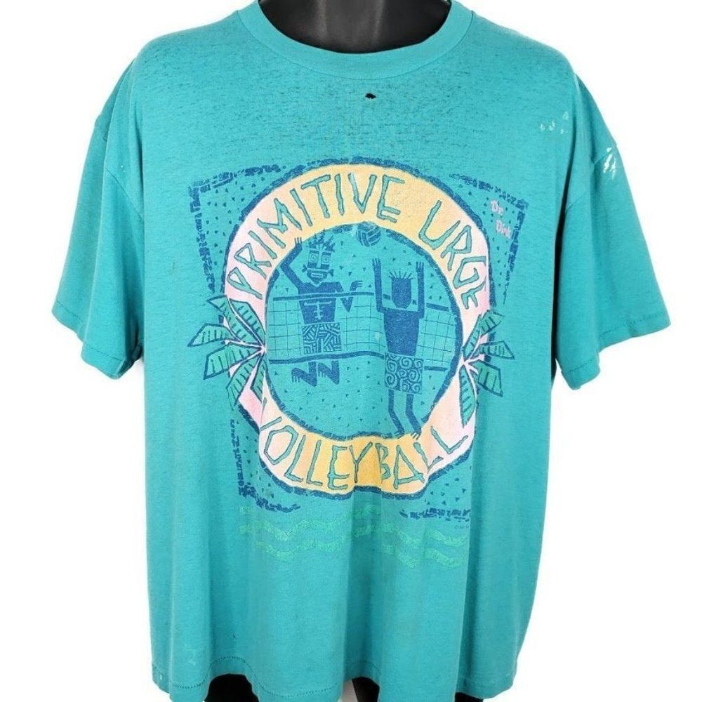 Primitive Urge Beach Volleyball T Shirt Vintage 80s Surfer 50/50 Made In USA Men